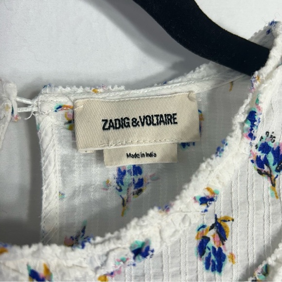 Zadig and Voltaire Floral Lace Peasant Prairie Top Sz XS - Picture 12 of 16